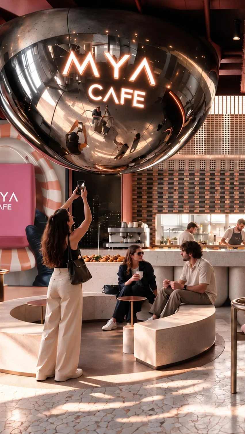 MYA CAFE Cairo — the mirror dome and stone seating ring