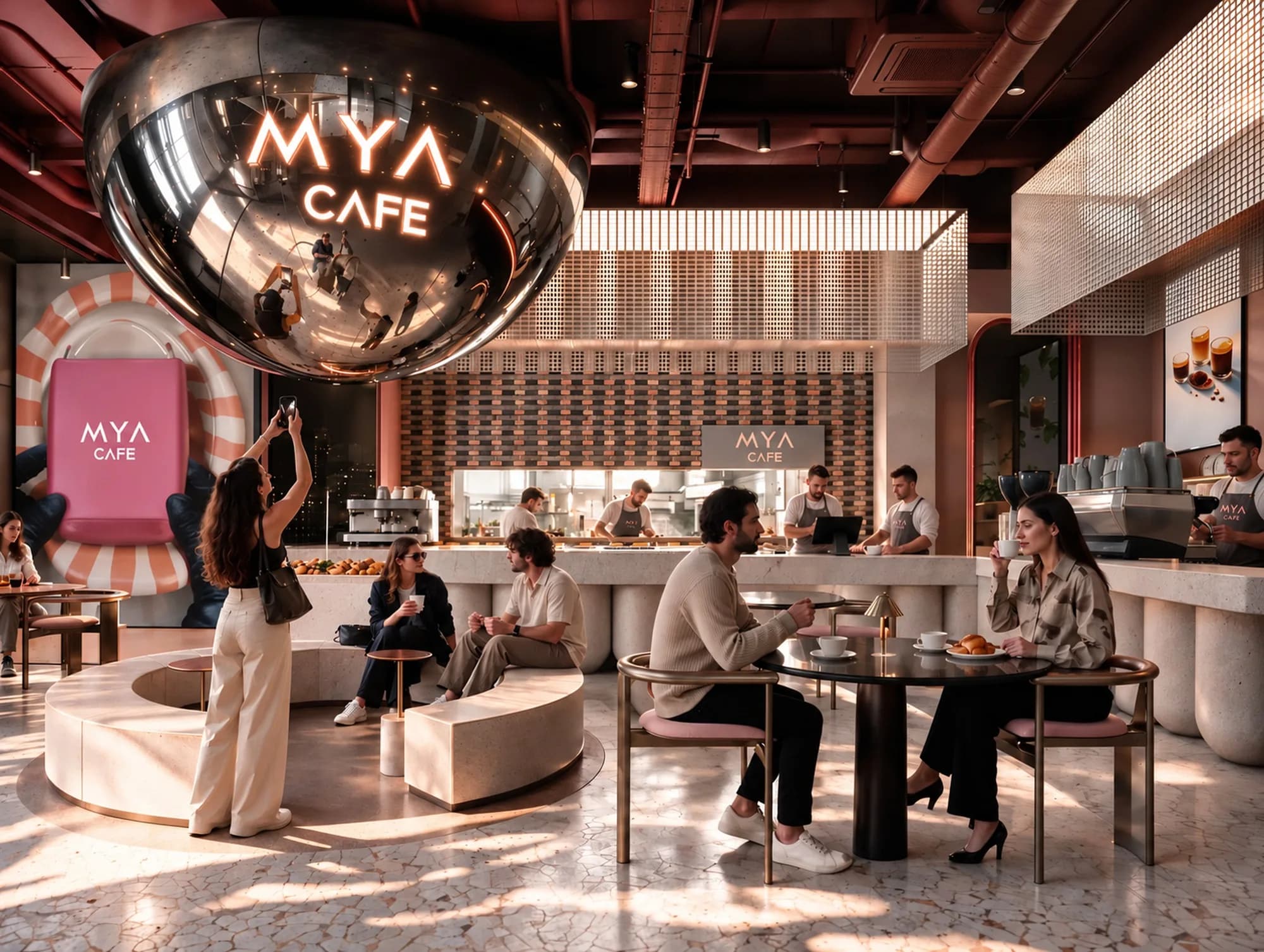 MYA CAFE Cairo — the mirror dome and stone seating ring